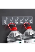 Askıcı 5'li Yapışkanlı Şeffaf Duvar Askısı Banyo Mutfak Düzenleyici Askı Pratik Kanca Askılık - 4