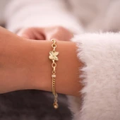 Kelebek Model Kalemli Bileklik 14 Ayar Altın - 2