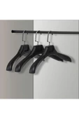 Askıcı Erkek Ceket Gömlek Askısı 10 Adet Siyah Renk Plastik Askı Soft Touch Kaplama - 1