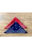 Askıcı Unisex 2 Adet Etnik Desenli Pamuk Bandana - Lacivert Kırmızı - 1