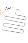 Greathings 4 Adet - Metal 5 Katlı Dolap Içi Pantolon Eşarp Şal Askısı , Çoklu Askılık, Dekoratif Akıllı Askı - 4