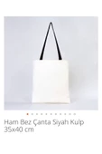 Askıcı Ham Bez Çanta 2 Adet Siyah Kulp - 1