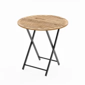 Katlanır 4 Kişilik Yuvarlak Bahçe Masası Bistro Masa 70x70 Çam 1506 - 1