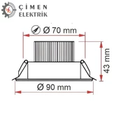 ERKLED ERK 3125 Sıva Altı 5W Krom Kasa Yuvarlak Led Spot 3000K Günışığı - 2
