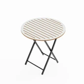 Eportatif Katlanır 4 Kişilik Yuvarlak Bahçe Masası Bistro Masa 70x70 Beyaz 1507 - 2