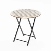 Eportatif Katlanır 4 Kişilik Yuvarlak Bahçe Masası Bistro Masa 70x70 Beyaz 1507 - 1