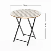 Eportatif Katlanır 4 Kişilik Yuvarlak Bahçe Masası Bistro Masa 70x70 Beyaz 1507 - 3