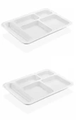 Periboia 1 Adet  5 Bölmeli Kırılmaz Tabldot Tabak Self Servis Yemekhane Okul Lokanta Tabildot (40 cm x28 cm) - 4