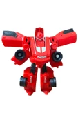 SUPER Warrior Mini Plastik Gövdeli Dönüşebilen Robot Araba 7.5 CM KIRMIZI - 6