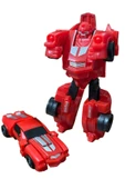 SUPER Warrior Mini Plastik Gövdeli Dönüşebilen Robot Araba 7.5 CM KIRMIZI - 2