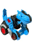 Trex Dinazor Figür Araba Sürtmeli Teker Transformers Robot Dinozor 15cm MAVİ thumbnail 4