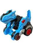 Trex Dinazor Figür Araba Sürtmeli Teker Transformers Robot Dinozor 15cm MAVİ thumbnail 3