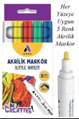 Akrilik Markör Seti 5 Renk 1 Paket 2 mm Yuvarlak Uçlu Akrilik Marker Keçe Uçlu Seramik Ahşap Kumaş Tuval Taş Her Yüzeye thumbnail 1