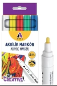 Akrilik Markör Seti 5 Renk 1 Paket 2 mm Yuvarlak Uçlu Akrilik Marker Keçe Uçlu Seramik Ahşap Kumaş Tuval Taş Her Yüzeye thumbnail 2