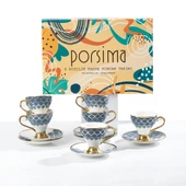 Porsima Marakesh Altın Yaldızlı 6 Kişilik Fincan Seti 12 Parça Türk Kahvesi Takımı Kahve Fincanı - 5