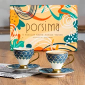 Porsima Marakesh Altın Yaldızlı 6 Kişilik Fincan Seti 12 Parça Türk Kahvesi Takımı Kahve Fincanı - 3