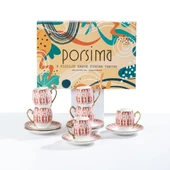 Porsima Mariposa Altın Yaldızlı 6 Kişilik Fincan Seti 12 Parça Türk Kahvesi Takımı Kahve Fincanı - 5