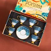 Porsima Marakesh Altın Yaldızlı 6 Kişilik Fincan Seti 12 Parça Türk Kahvesi Takımı Kahve Fincanı - 4