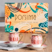 Porsima Mariposa Altın Yaldızlı 6 Kişilik Fincan Seti 12 Parça Türk Kahvesi Takımı Kahve Fincanı - 3