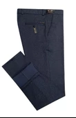 Yazı Klasik Fit Likralı Erkek Mavi Kanvas Pantolon 6930 - 1