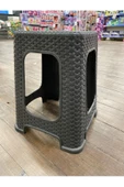 KUZEYPLASTİK Kuzeyplastik Siyah Büyük Rattan Tabure - 1