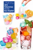 Plastik 20'Li Tükenmez Buz Kalıbı Buz Küpleri Renkli Plastik Buz Küpü Renkli Buz Küpleri - 20 Adet - 1