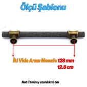 Arsin Eskitme Antik Sarı Metal Kulp 128 mm - 12.8 cm Mobilya Mutfak Dolabı Dolap Kulpları Kulbu thumbnail 3