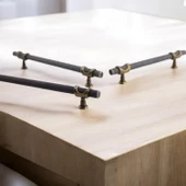 Arsin Eskitme Antik Sarı Metal Kulp 128 mm - 12.8 cm Mobilya Mutfak Dolabı Dolap Kulpları Kulbu thumbnail 6