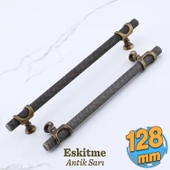 Arsin Eskitme Antik Sarı Metal Kulp 128 mm - 12.8 cm Mobilya Mutfak Dolabı Dolap Kulpları Kulbu thumbnail 1