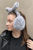 Gri Renk Kulak Figürlü Peluş Kulaklık - 3