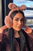 Koyu Pembe Renk Kulak Figürlü Peluş Kulaklık - 1
