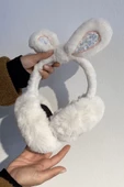 Beyaz Renk Kulak Figürlü Peluş Kulaklık - 2