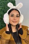 Beyaz Renk Kulak Figürlü Peluş Kulaklık - 1
