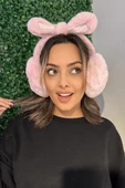 Açık Pembe Renk Kulak Figürlü Peluş Kulaklık - 1