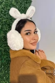 Beyaz Renk Kulak Figürlü Peluş Kulaklık - 3
