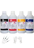 TECPRİNT Epson Uyumlu L386 Cmyk 1 Litre Muadil Mürekkep Seti+Enjektör+Eldiven - 1