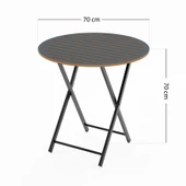 Eportatif Katlanır 4 Kişilik Yuvarlak Bahçe Masası Bistro Masa 70x70 Füme 1508 - 3