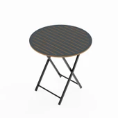 Eportatif Katlanır 4 Kişilik Yuvarlak Bahçe Masası Bistro Masa 70x70 Füme 1508 - 2