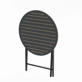 Eportatif Katlanır 4 Kişilik Yuvarlak Bahçe Masası Bistro Masa 70x70 Füme 1508 - 4