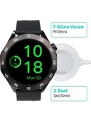 Logia HT04 Akıllı Saat 46 mm Siyah Silikon Kordon Çinko Alaşım Kasa - 4