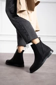 Albishoes Kadın Sıcak Astar Kaymaz Taban Zümrüt Kumaş Rahat Lastikli Kolay Giyim Casual Kadın Bot - 3