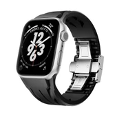 Apple Watch 44mm Uyumlu KRD-127 Metal Tokalı Silikon Kordon thumbnail 1
