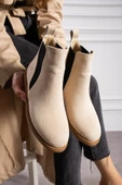 Albishoes Kadın Sıcak Astar Kaymaz Taban Süet Rahat Lastikli Kolay Giyim Casual Kadın Süet Bot - 4