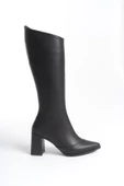 Across Siyah Kalın Topuklu Sivri  Burun Çizme - 2
