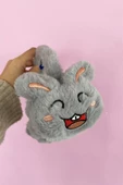Gri Renk Tavşan Detaylı Peluş Kulaklık - 2