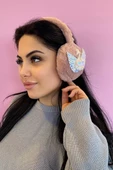 Pudra Renk Kuğu Detaylı Peluş Kulaklık - 1