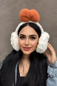 Beyaz Ve Turuncu Renk Kurdele Figürlü Peluş Kulaklık - 1