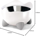 Catit PIXI Yükseltilmiş Besleme Tabağı, Bıyık Stressiz Yiyecek ve Su Kedi Kasesi Beyaz - 4