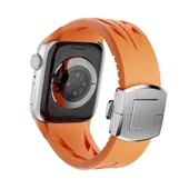 Apple Watch 7 8 SE 45mm KRD-127 Metal Tokalı Uzunluk Ayarlı Premium Silikon Kordon thumbnail 8