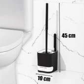 Porsima 2038 Pratik Temizlik Tuvalet Fırçalığı Banyo Tuvalet Fırçası Wc  Klozet Fırçası - Siyah Beyaz thumbnail 4